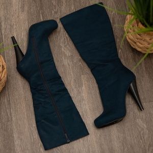 Navy Blue Heeled Boots